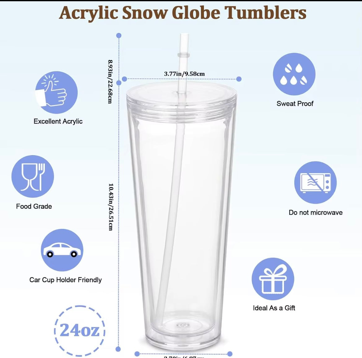 24oz Snow globe tumblers