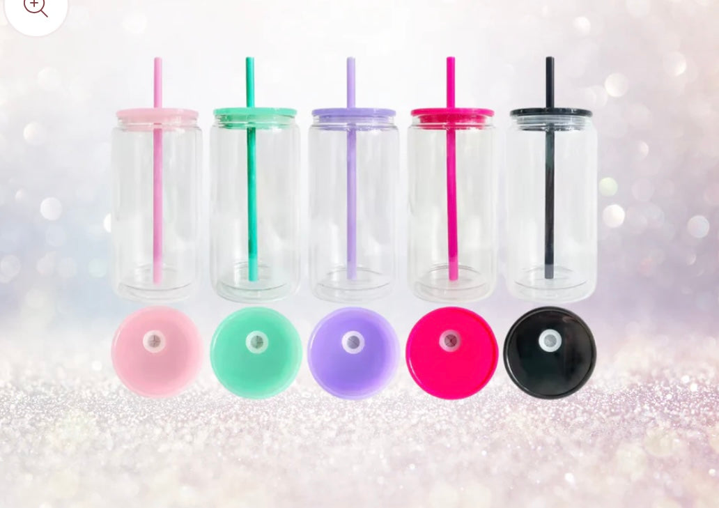 16oz Snow globe coloured lid